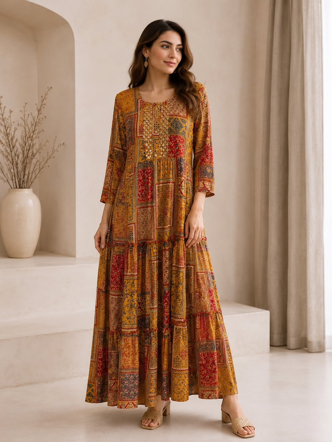 بلوز نخی آینه‌کار سایز آزاد